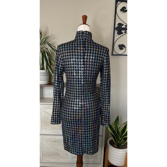 L’AGENCE Cher Black Sparkle Holographic
Mockneck Mini Dress Medium - Picture 6 of 9